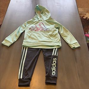 Girls Mint and Charcoal Adidas Set